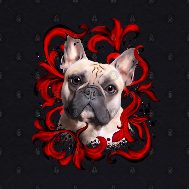 French bulldog, red leaves, frenchie lovers gift Edit by Collagedream